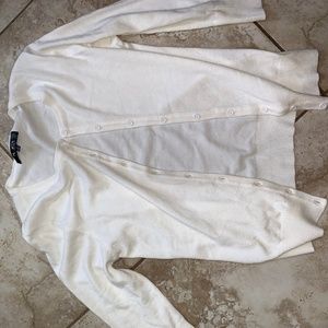 white button up sweater